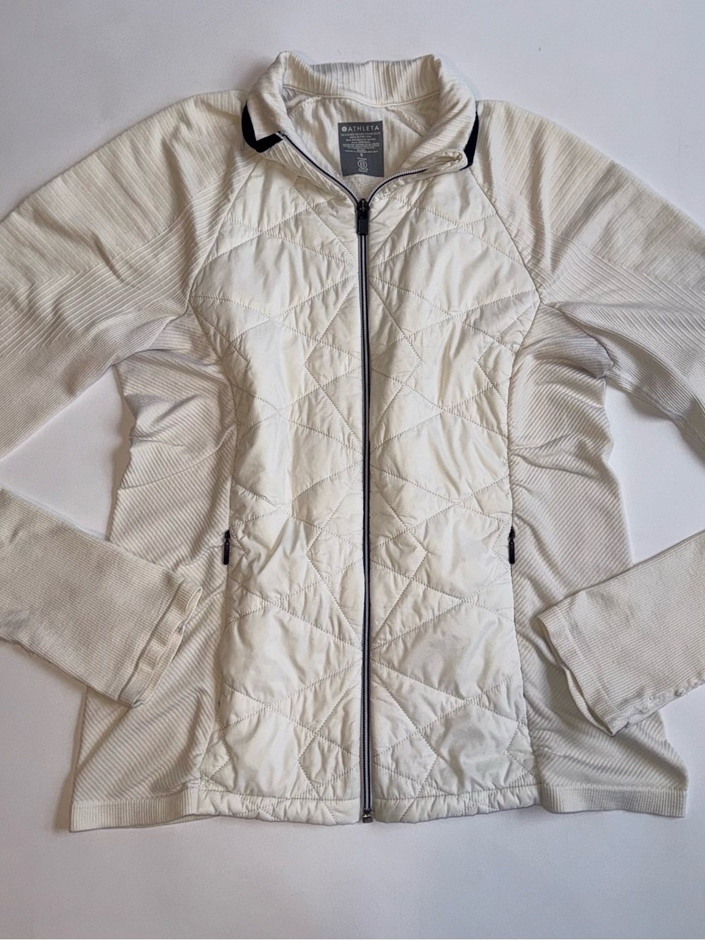 Athleta Flurry Force Jacket Women’s S Ivory White Quilted Insulated Full Zip